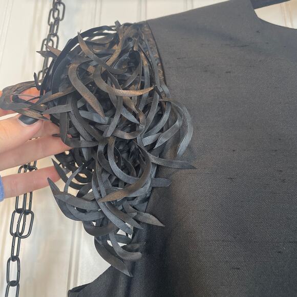 NWT Kate Spade Silk & Cotton Black Vicki Fringe Mini Swing Dress Size S - Picture 3 of 11